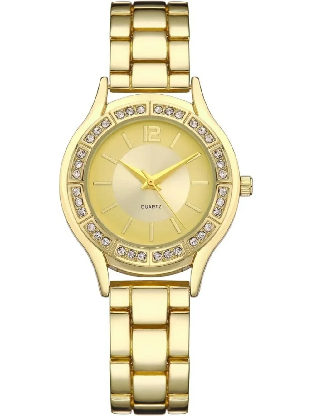 Womens Gold Analog Quartz Solid Relogio Feminino Waterproof Bracelet Wrist Watch